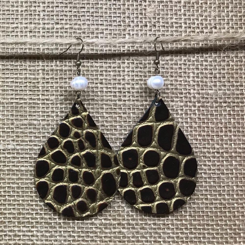 Large genuine leather earrings